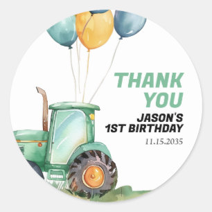 Sticker Rond Ferme Green Tractor Anniversaire