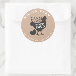 Sticker Rond Ferme OEufs frais Ferme Kraft