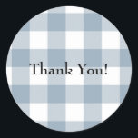 Sticker Rond Ferme Rustique Bleu Gris Buffalo Plaid Carré<br><div class="desc">autocollant</div>