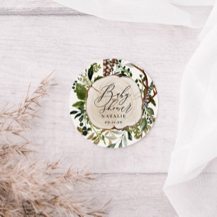 Sticker Rond Ferme rustique grange baby shower botanique