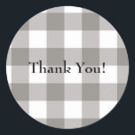 Sticker Rond Ferme Rustique Gris & Blanc Buffalo Plaid Carré<br><div class="desc">autocollant</div>