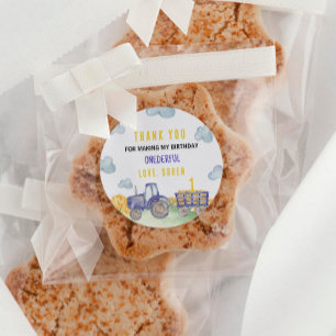 Sticker Rond Ferme tracteur Anniversaire Fête Favoriser les Éti