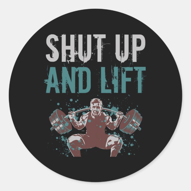 Sticker Rond Fermer Et Ascenseur Motivationnel Citation Fitness (Devant)