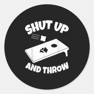 Sticker Rond Fermer Et Jeter Drôle Conception Cornhole