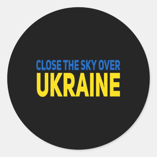 Sticker Rond Fermer le ciel sur l'Ukraine  (Devant)