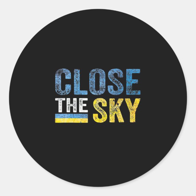 Sticker Rond Fermer le ciel Ukraine  (Devant)