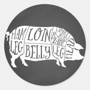Sticker Rond fermier charcuterie de porc charcuterie art petit