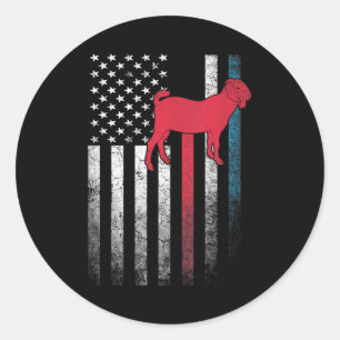 Sticker Rond Fermier de moutons de chèvre 4 juillet drapeau amé