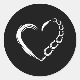 Sticker Rond Fermier Horseshot Heart Pony Horse Équitation