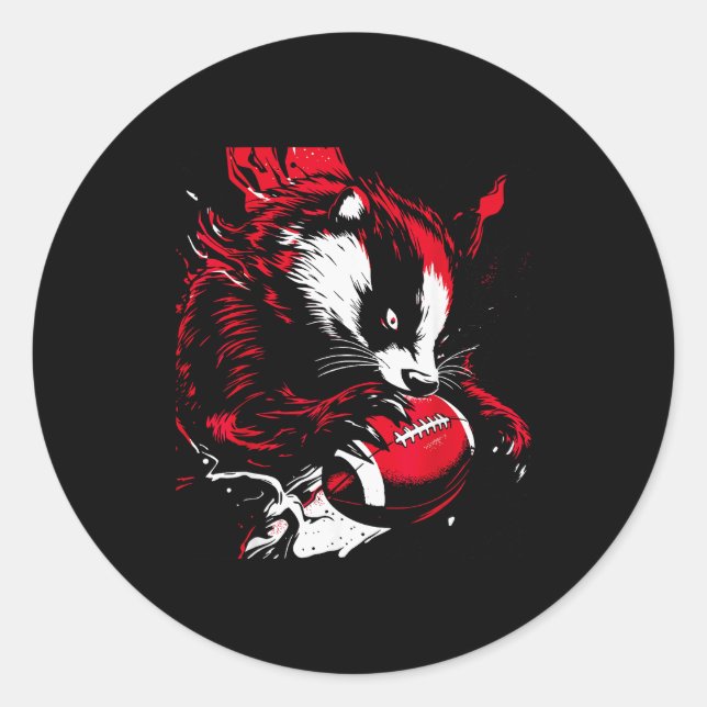 Sticker Rond Ferocious Badger Football Lover Wisconsin Game Day (Devant)