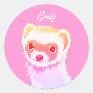Sticker Rond Ferret Sassy Aux Couleurs Arc-En-Ciel