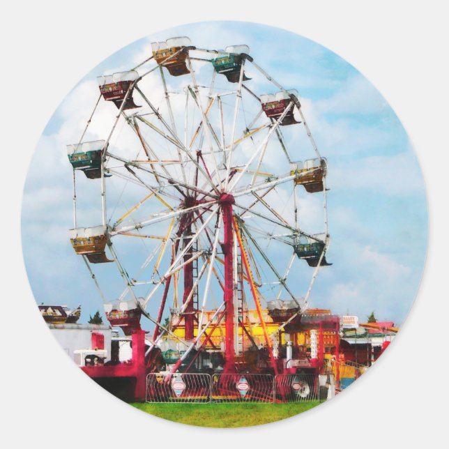 Sticker Rond Ferris Wheel contre Blue Sky (Devant)