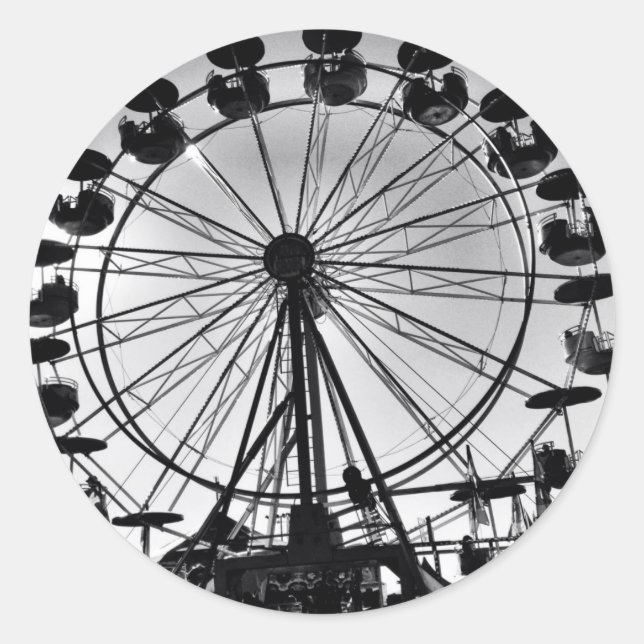 Sticker Rond Ferris Wheel in Black and White Photo Venin (Devant)