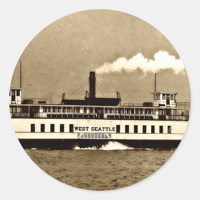 Sticker Rond Ferry Sepia Steamboat (Devant)