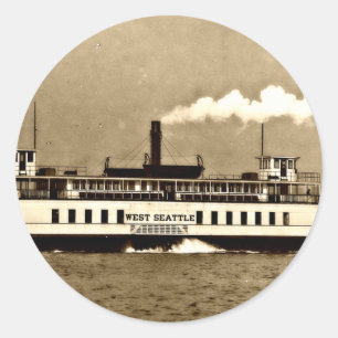 Sticker Rond Ferry Sepia Steamboat
