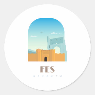 Sticker Rond Fes ville Maroc Skyline