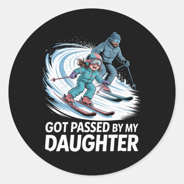 Sticker Rond Fessée de ma fille Funny Skiing _56  (Devant)