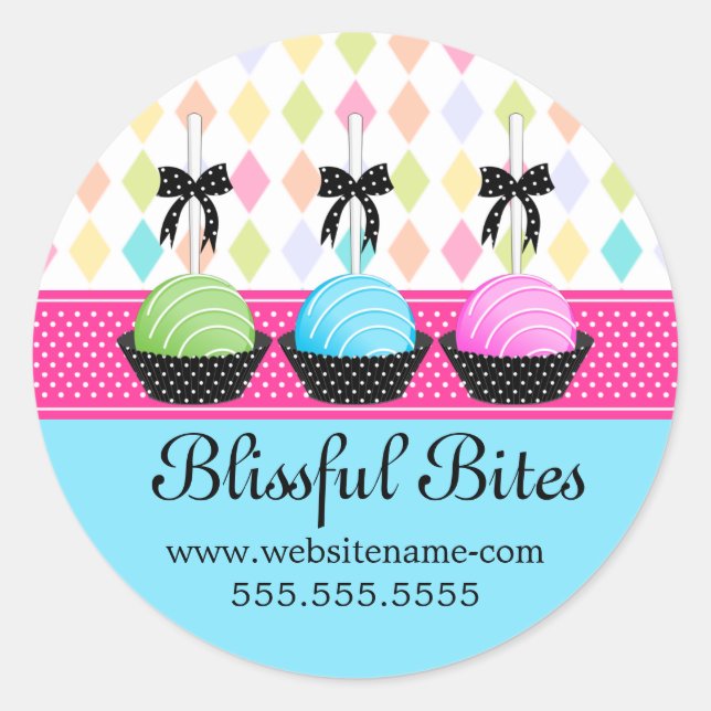 Sticker Rond Festif Colorful Cake Pops Boulangerie Cachets (Devant)