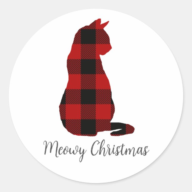 Sticker Rond Festif de Noël de chat (Devant)