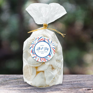 Sticker Rond Festif Fireworks Custom 4 juillet Party