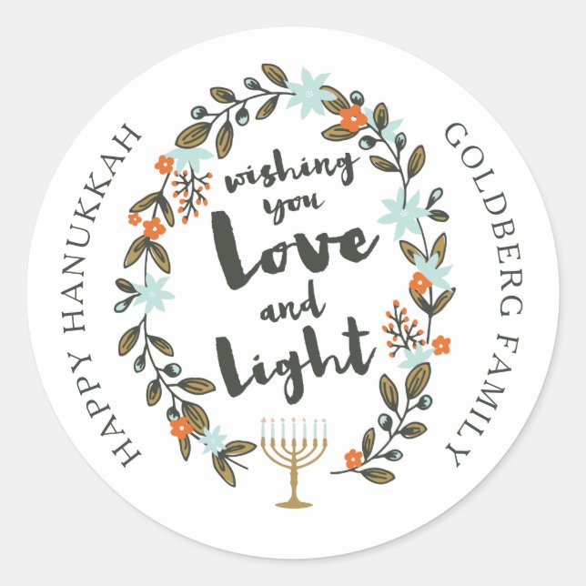 Sticker Rond Festif Floral Hanukkah (Devant)