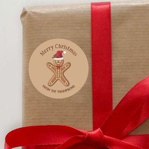Sticker Rond Festif pain d'épices Cookie de Noël avec texte