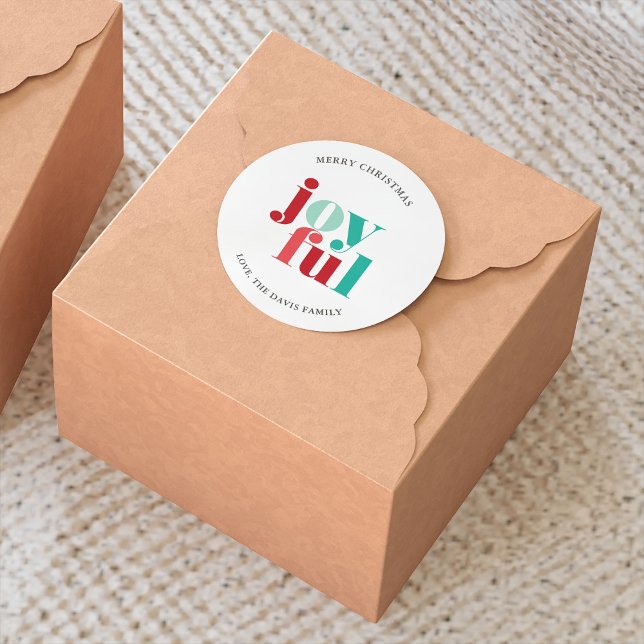 Sticker Rond Festif Rouge et Vert "Joyeux" Noël personnalisé (Créateur téléchargé)