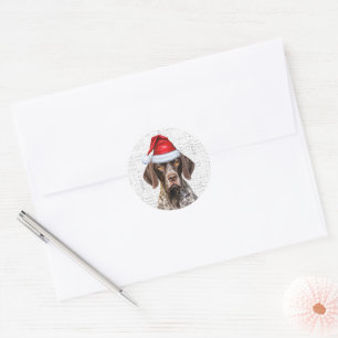 Sticker Rond Festif Shorthair Pointer Woof Word Art Noël