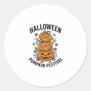Sticker Rond Festival de citrouilles d'Halloween Jack O Lantern