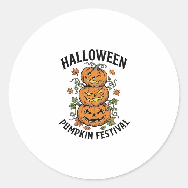 Sticker Rond Festival de citrouilles d'Halloween Jack O Lantern (Devant)