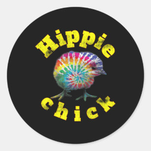 Sticker Rond Festival Vibe Hippy Chick Tie Dye Chick