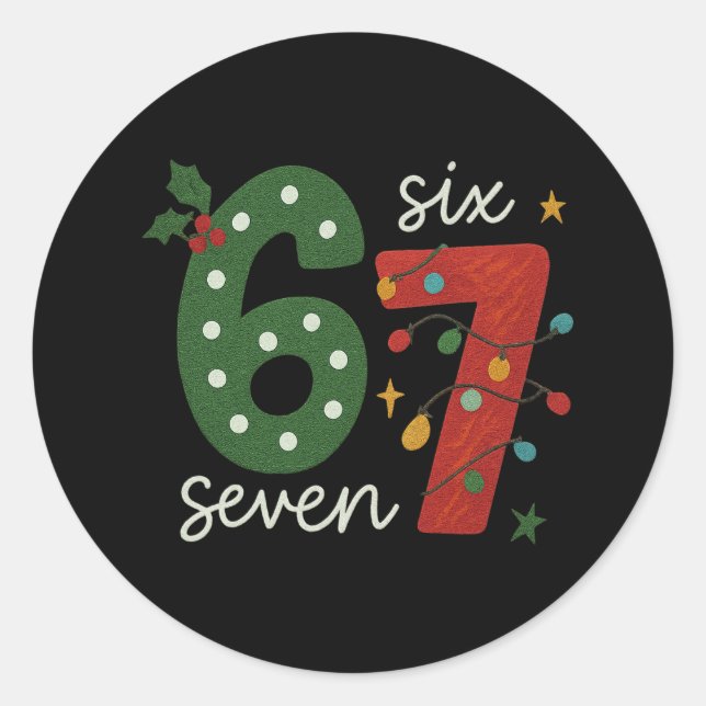 Sticker Rond Festive 67 – Bright Christmas Numbers Desig (Devant)