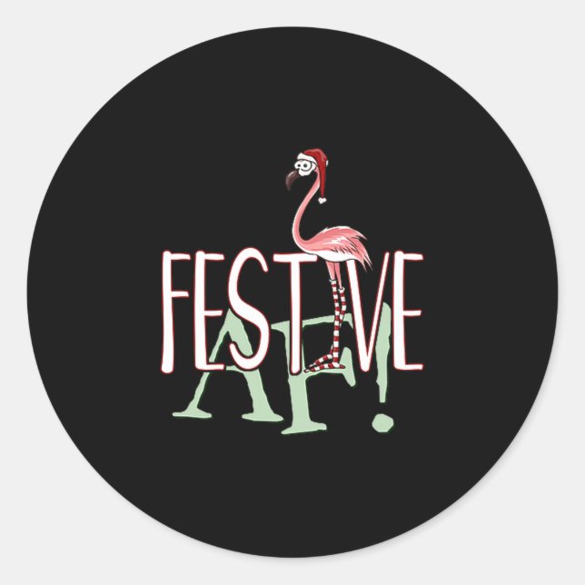 Sticker Rond Festive Af Ironic Sarcastic Merry Christmas Flamin (Devant)