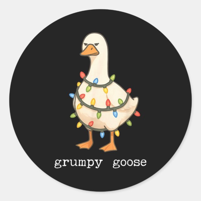 Sticker Rond Festive And Mpy Goose Santa Hat Xmas Light Matchin (Devant)