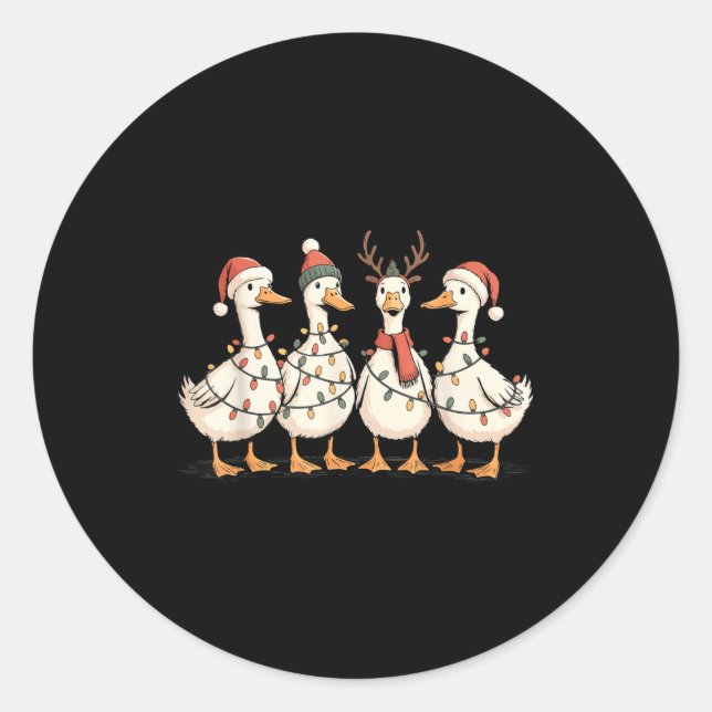 Sticker Rond Festive Christmas Ducks Decorative Jolly Xmas Holi (Devant)