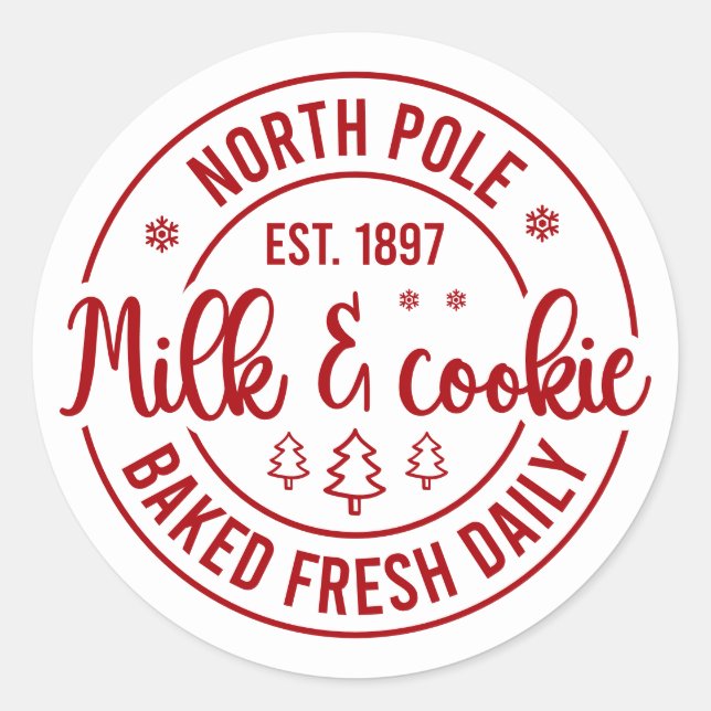 Sticker Rond Festive Christmas North Pole milk cookie (Devant)