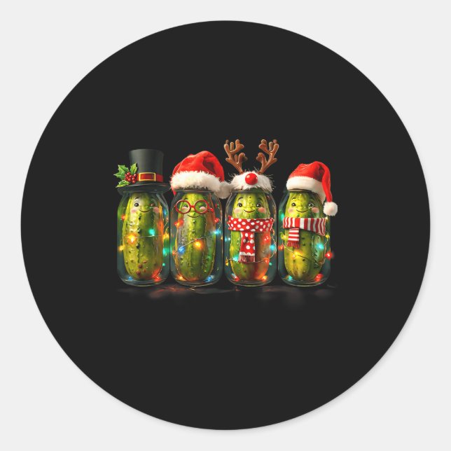 Sticker Rond Festive Ckle Jar Meme Christmas Lights Santa Hat X (Devant)