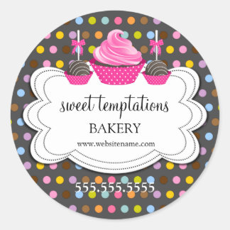 Sticker Rond Festive Cupcake Pops boulangerie emballage