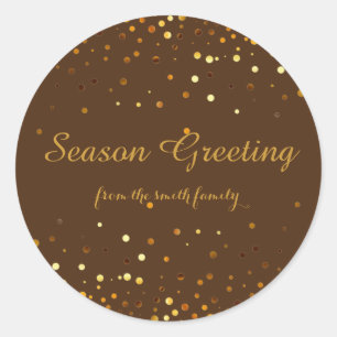 Sticker Rond Festive de Noël Gold Faux Parties scintillant