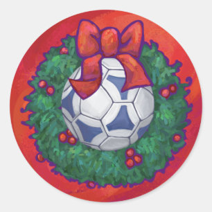 Sticker Rond Festive Futbal en couronne rouge
