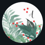 Sticker Rond Festive Green et Red Christmas Holiday<br><div class="desc">Festif Vert et Rouge Étiquette de adresse de Noël</div>