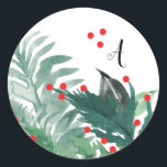 Sticker Rond Festive Green et Red Christmas Holiday<br><div class="desc">Festif Vert et Rouge Étiquette de adresse de Noël</div>