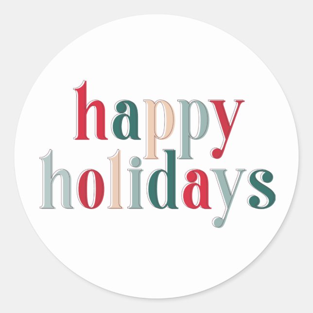 Sticker Rond Festive Happy Holidays typographie Design rouge (Devant)
