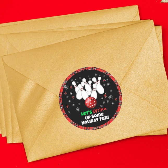 Sticker Rond Festive Holiday Bowling  (Créateur téléchargé)