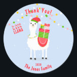 Sticker Rond Festive Llama Christmas<br><div class="desc">Festive Llama Noël Célébrez le Noël de cette année avec cette Llama festive joyeuse, lumineuse et colorée. Cette jolie lama transporte des paquets de Noël à la fête de cette année. Un design parfait pour des vacances et des rassemblements d'hiver inoubliables. Le design est entièrement personnalisable. Consultez la papeterie de...</div>