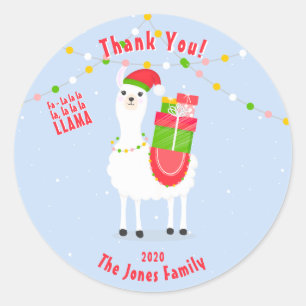Sticker Rond Festive Llama Christmas
