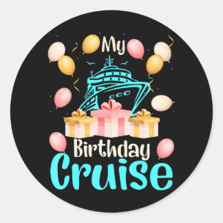 Sticker Rond Festive My Birthday Cruise Ship Party Cruise