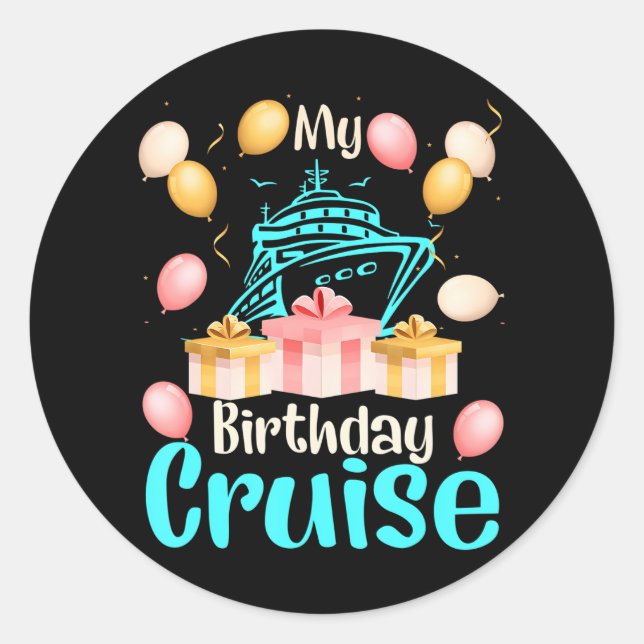 Sticker Rond Festive My Birthday Cruise Ship Party Cruise (Devant)