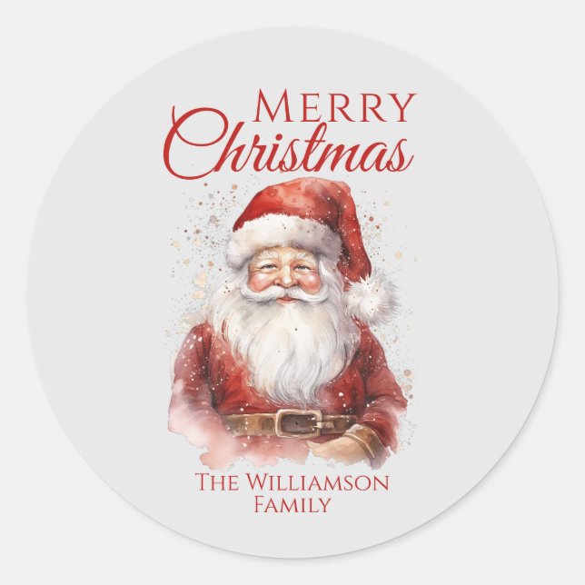 Sticker Rond Festive Père Noël Joyeux Noël (Devant)