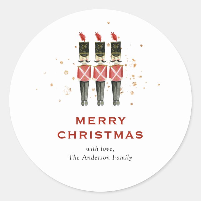 Sticker Rond Festive Red & Gold Nutcracker Noël (Devant)